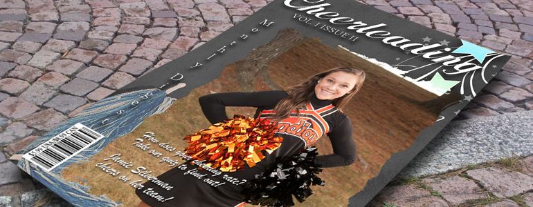 Black & Gray Cheerleading Magazine Cover