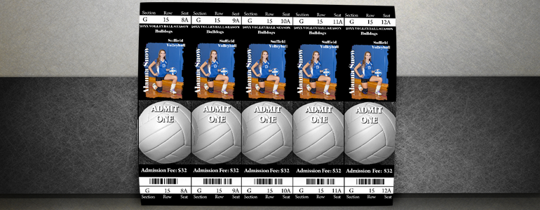 Black & Gray Volleyball Sport Tickets